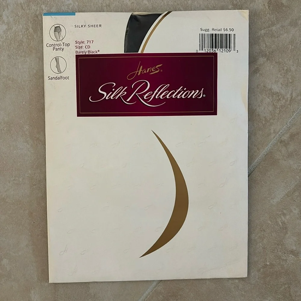 Hanes pantyhose NWT silky sheer control top in black size medium wedding formal